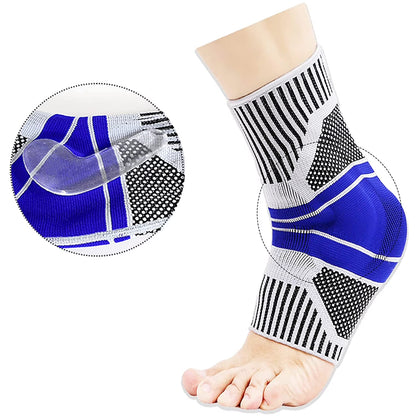 Ankle Compression Sleeve Support Brace for Women &amp; Men Plantar Fasciitis Achilles Tendonitis Joint Heel Pain Relief (Blue/M)