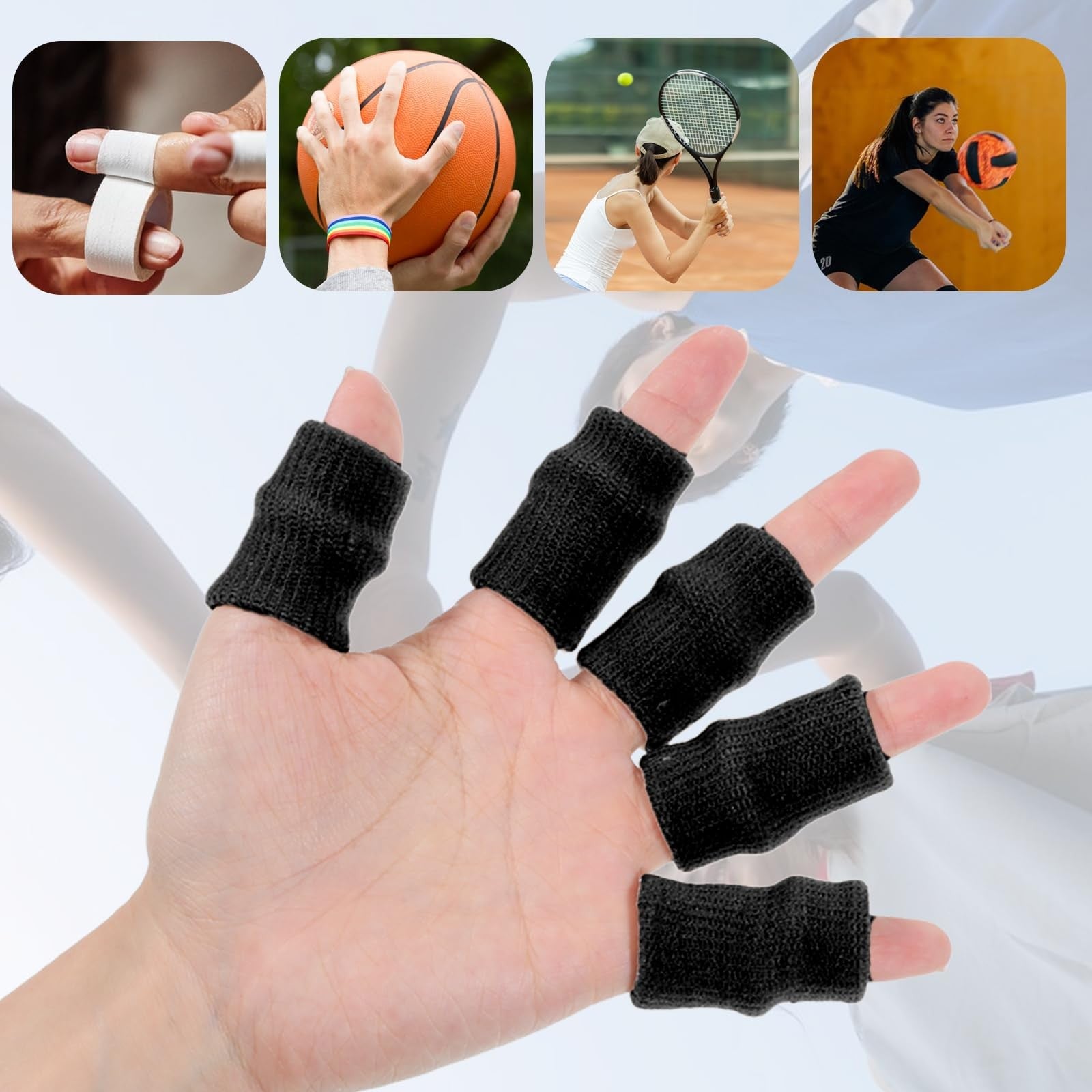 20 Pcs Breathable Finger Brace Elastic Sports Finger Compression Sleeves