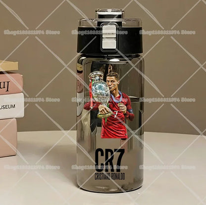 600ML CR7 Sports Water Bottles Cartoon Football Star Ronaldos Large Water Cups New Outdoor Transparent Drinking Bottle Kids Gift