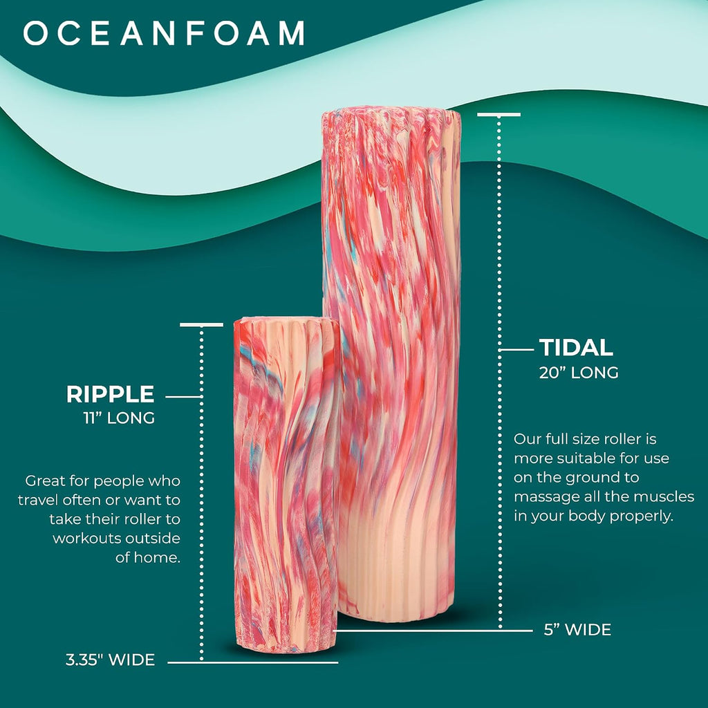 Tidal Roller - Cotton Candy - Muscle Massage Foam Roller for Back Pain & Stretching - Firm and Ergonomic Wide Wave Textured - Yoga, Athletics, & Wellness - Full Size, 20" X 5"