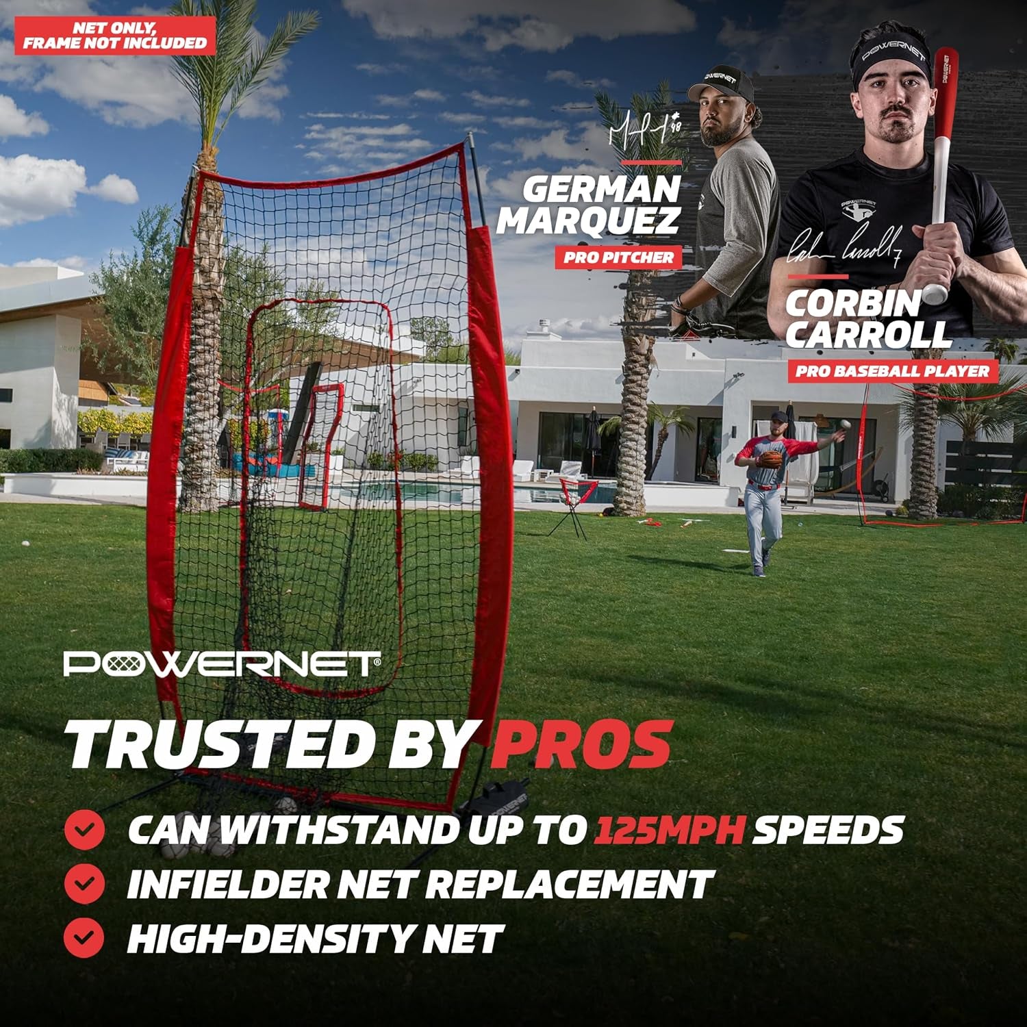 4X7 FT Portable Infielder Training NET ONLY, Softball Baseball Replacement Practice Net for Pitching and Hitting, Ball Catcher Pocket, 28 SQFT Protection, Team Colors