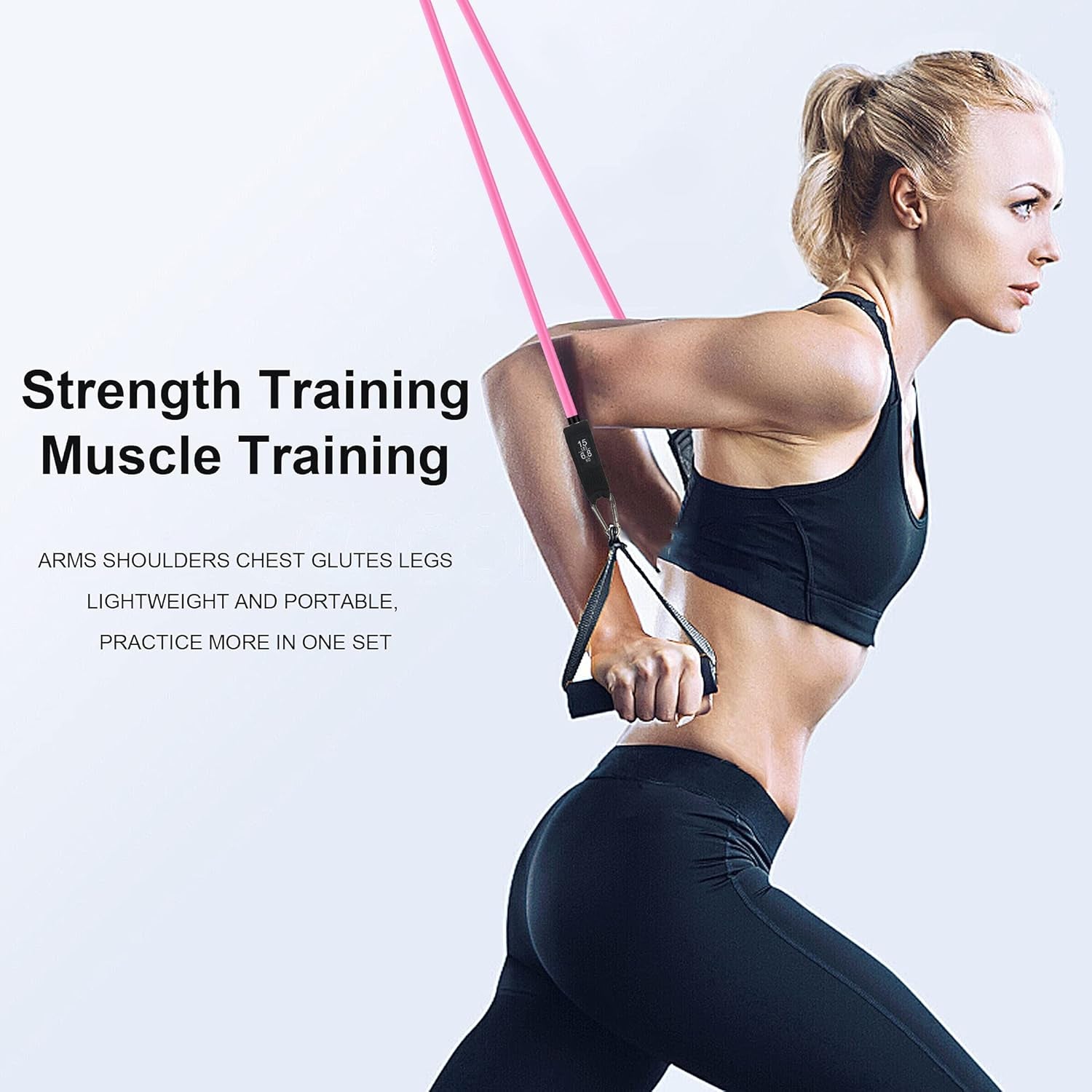 Resistance Bands Set - Exercise Bands with Door Anchor Handles Ankle Straps Carry Bag for Resistance Training Physical Therapy Shape Body Home Workouts
