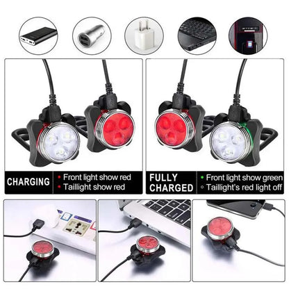 Bicycle Headlight Tail Light Outdoor Night Lights Warning Lights Usb Rechargeable Led Waterproof Bike Light
