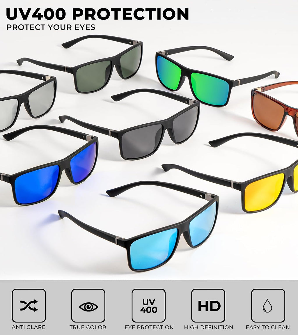 Polarized Mens Sun-Glasses Sunglasses-Men : Classic Sunglasses with UV Protection for Fishing Driving Golf