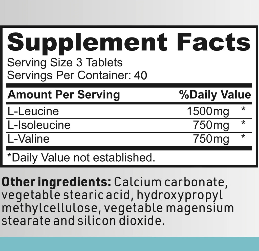 BCAA Pills by : Post-Workout Muscle Recovery + Build Muscle - 120 Tablets