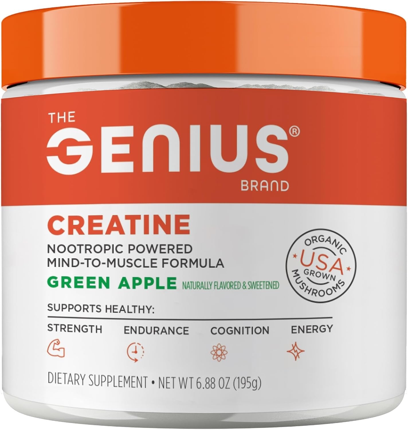 Genius Creatine Powder, Sour Apple, 25 Servings | Ultra-Pure Creatine Monohydrate with Beta-Alanine and Nootropics for Strength, Muscle and Performance Support