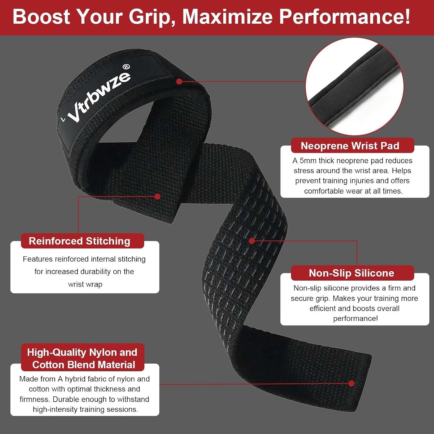 Gym Lifting Straps for Weightlifting & Deadlift - Non-Slip Silicone Grip, Padded Wrist Support for Bodybuilding, Workout & Strength Training, Unisex Design for Men & Women