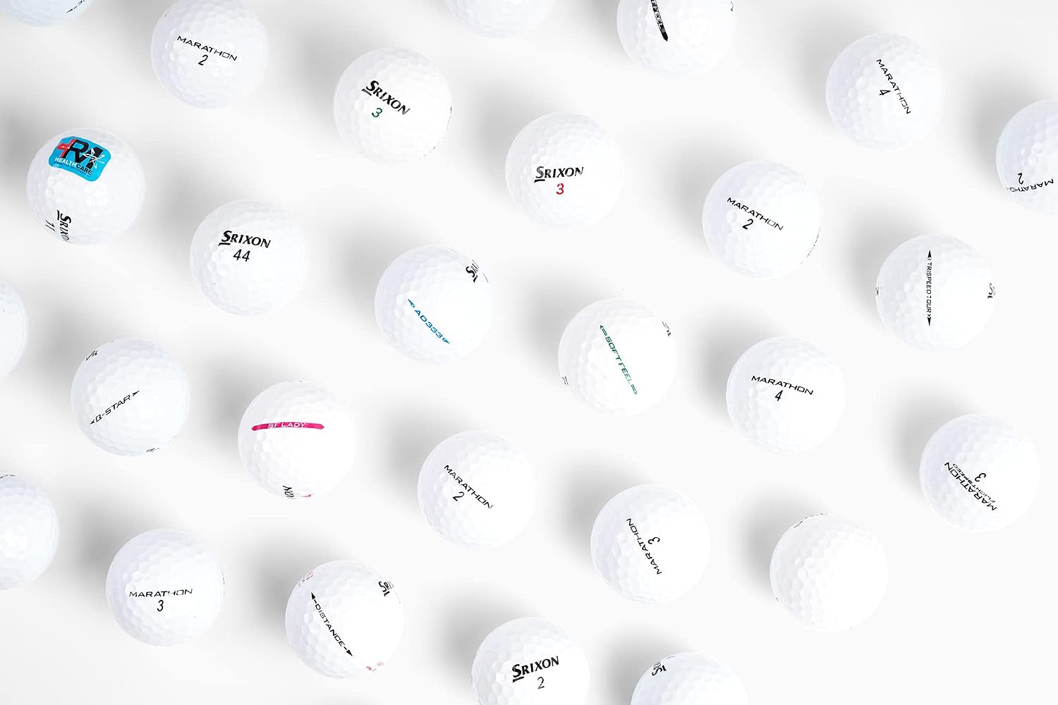 Clean Green Recycled Used Golf Balls - 48 Bulk Srixon Golf Balls for Men - Good Condition - Includes Mesh Carrying Bag and Different Models