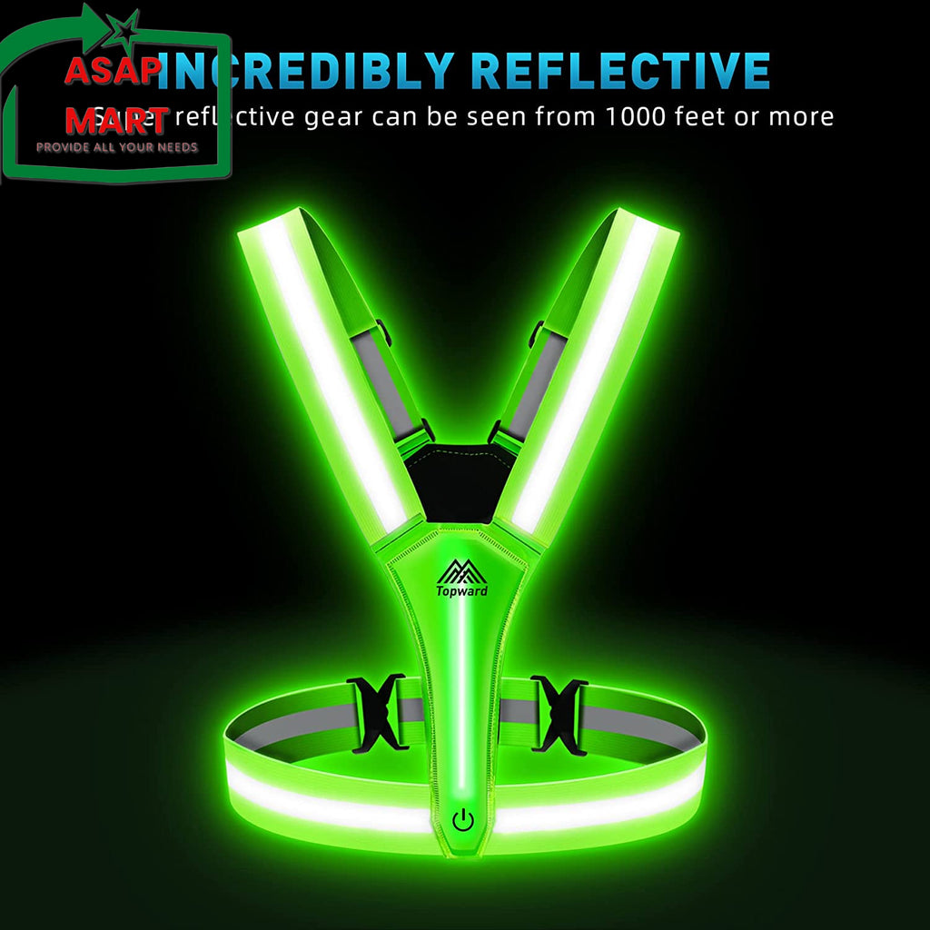 LED Reflective Vest Safety Gear, Light up Vest for Night Walking Cycling, High