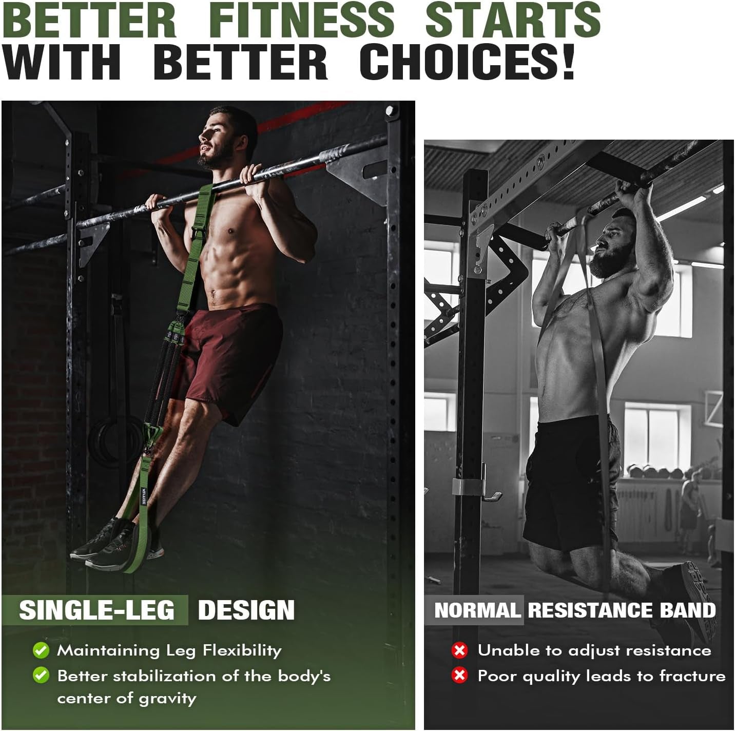 Pull up Assistance Bands, Pull up Bar Resistance Bands, Pull up Bands for Enhanced Strength Training, Muscle Training, 3 Heavy-Duty Adjustable Pull up Assist Strap & Comfortable Foot Strap