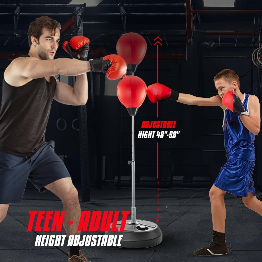 Punching Bag with Stand Adjustable Boxing Speed Bag Teens Adults
