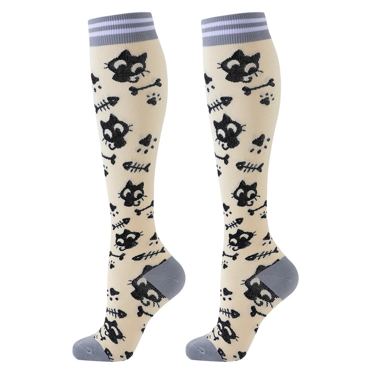 5 Pairs Cat Compression Socks Nurse Compression Socks Sport Knee High Compression Stocking