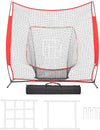 Portable Baseball & Softball Hitting, Pitching, Practice Net with Strike Zone Target, 7 X 7 Ft