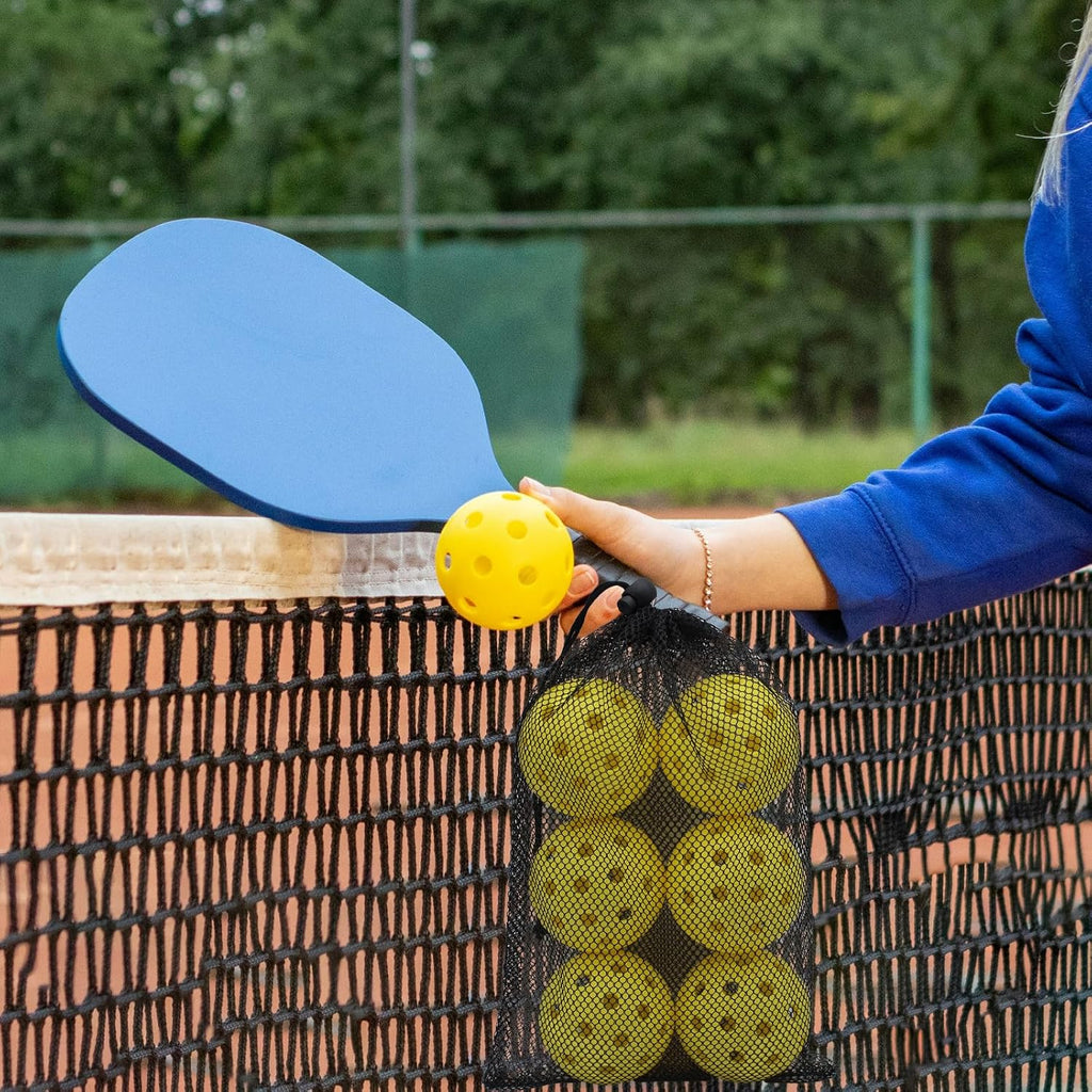 Pickleball Balls,Usapa Approved 40 Holes Outdoor Pickleballs | 6/20 Pack with Mesh Bag for All Paddles and Courts,Weather Resistant,High Elasticity, Durable Seamless Design,Easy to Control