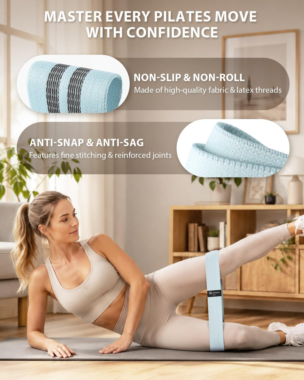Pilates Ring Set 14" Magic Circle, 9" Mini Ball, Resistance Bands | Foam-Padded Fiberglass Pilates Ring, 400 Lb Anti-Burst Ball, Fabric Bands, Guide, Bag, Pilates Equipment Kit for Home Workout