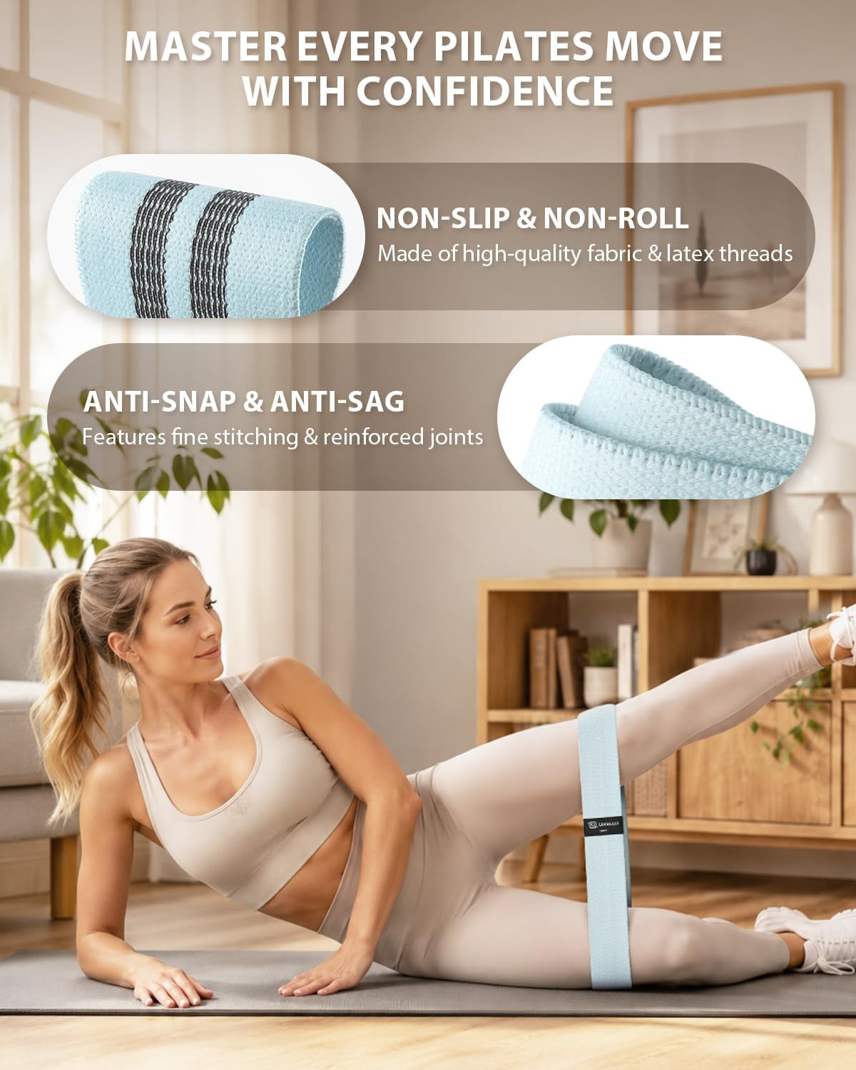 Pilates Ring Set 14" Magic Circle, 9" Mini Ball, Resistance Bands | Foam-Padded Fiberglass Pilates Ring, 400 Lb Anti-Burst Ball, Fabric Bands, Guide, Bag, Pilates Equipment Kit for Home Workout