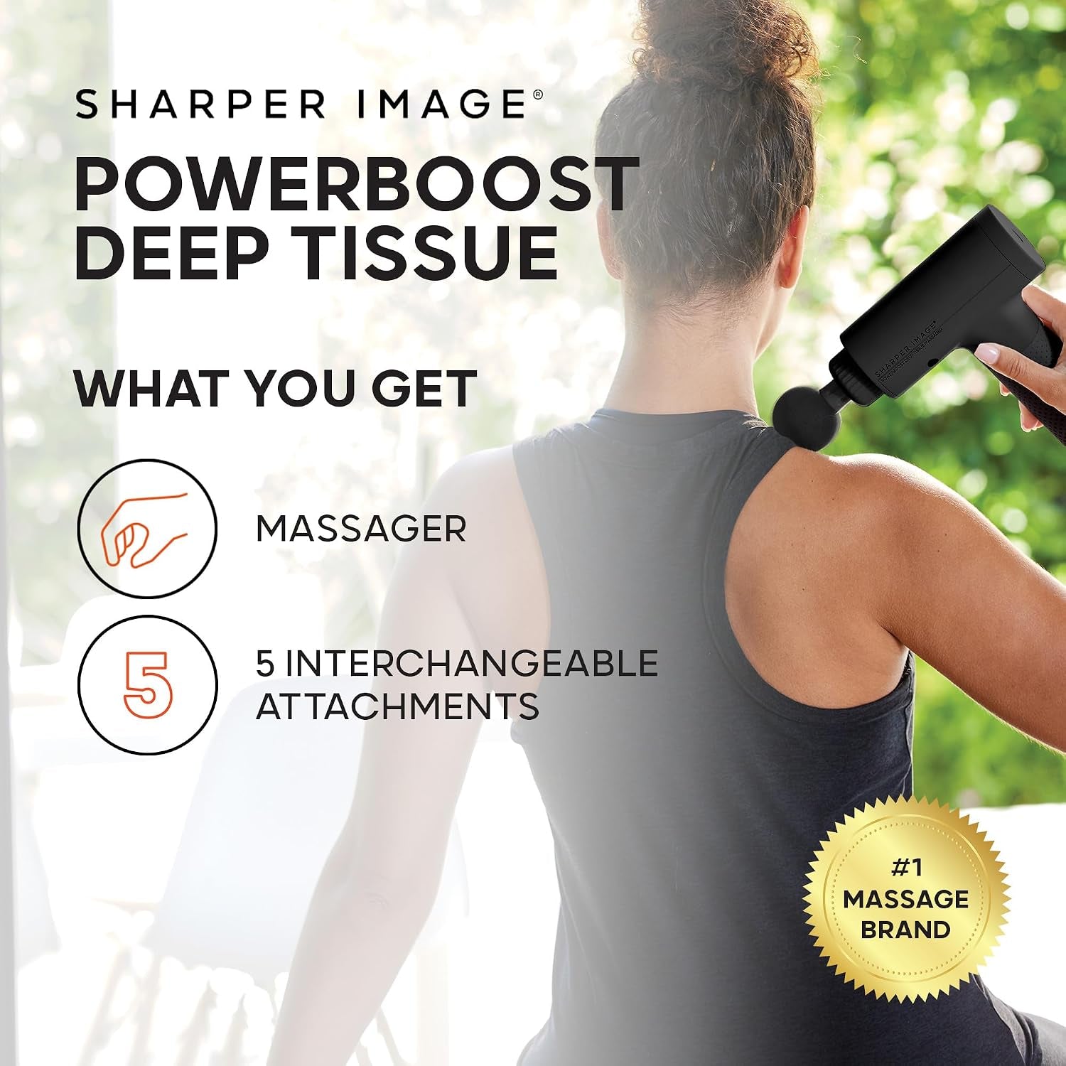 Powerboost Deep Tissue Percussion Massage Gun [2026 Version] - Handheld Massager| 6 Speeds| 5 Attachments| Carrying Case| Full Body Muscle Recovery & Pain Relief| Gift for Men & Women