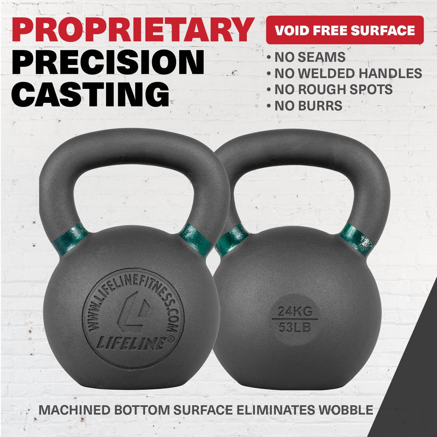 53 Lb. Cast-Iron Single Green Kettlebell