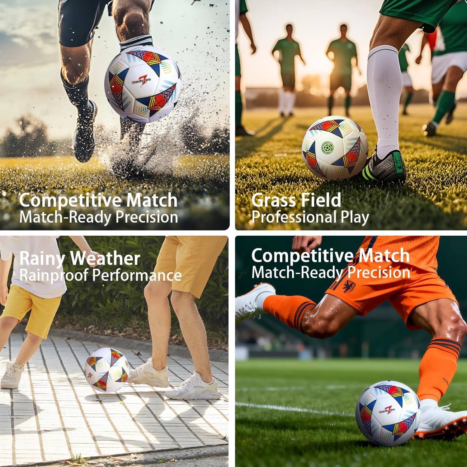 Size 5 Soccer Ball—Sgs Lab-Tested Pro Match Grade with Pump & Needles | Seamless Waterproof TPU Leather, 0.86% Sphericity, 2.3% Air Loss, Indoor Outdoor Match Training for Adults & Youths
