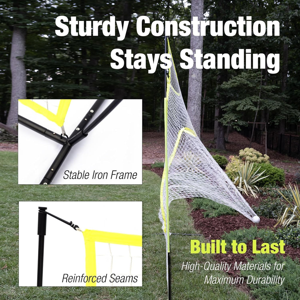 7X7 Ft Baseball and Softball Practice Net with Bow Frame | Includes Strike Zone Target and Carry Case. Bow Frame Sets up Fast for Hitting and Pitching Practice in the Yard or Field.