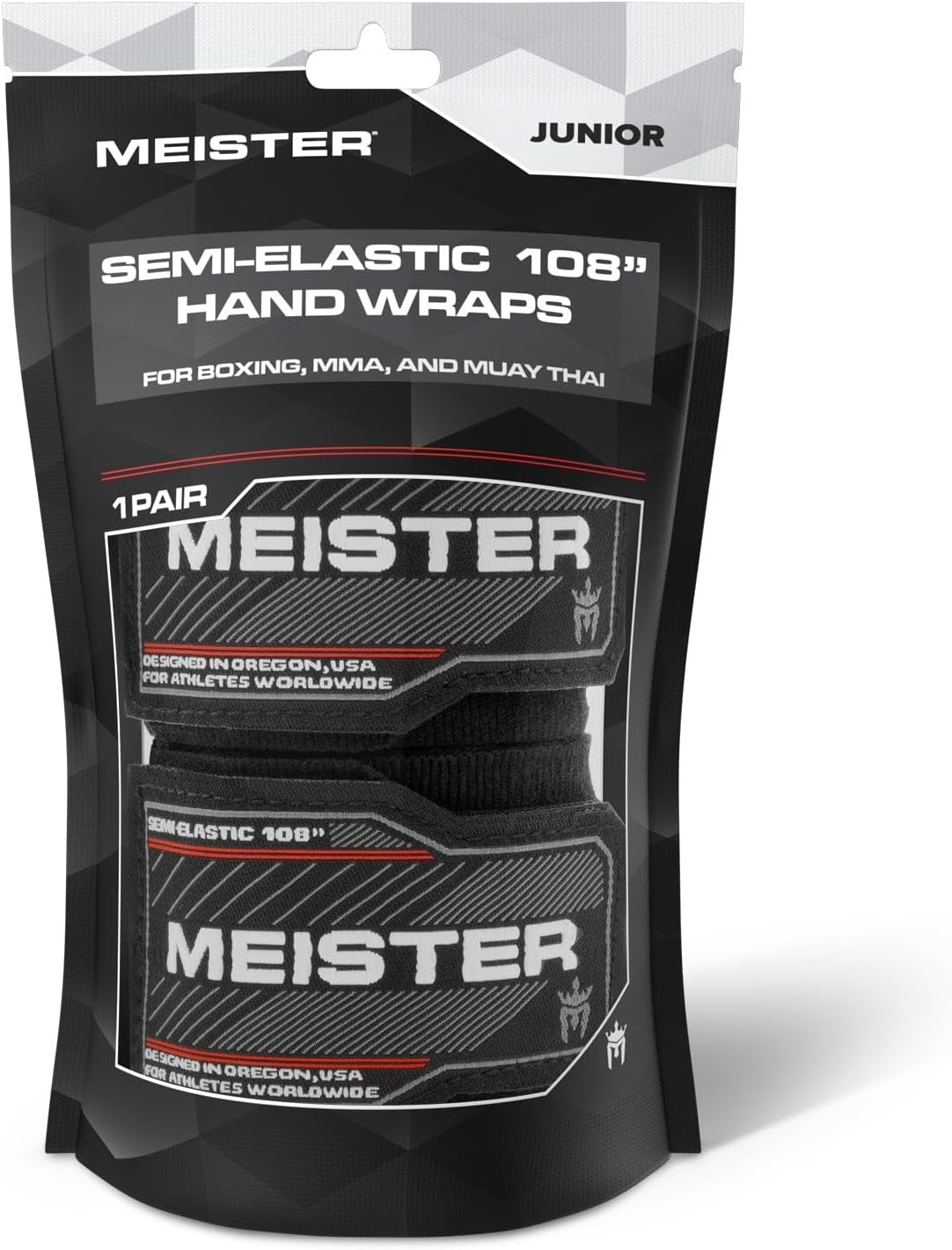 Junior 108" Semi-Elastic Hand Wraps for MMA & Boxing (Pair) | Premium Cotton/Spandex Blend, Sized for Kids, Women and Smaller Hands for Boxing, MMA and Muay Thai