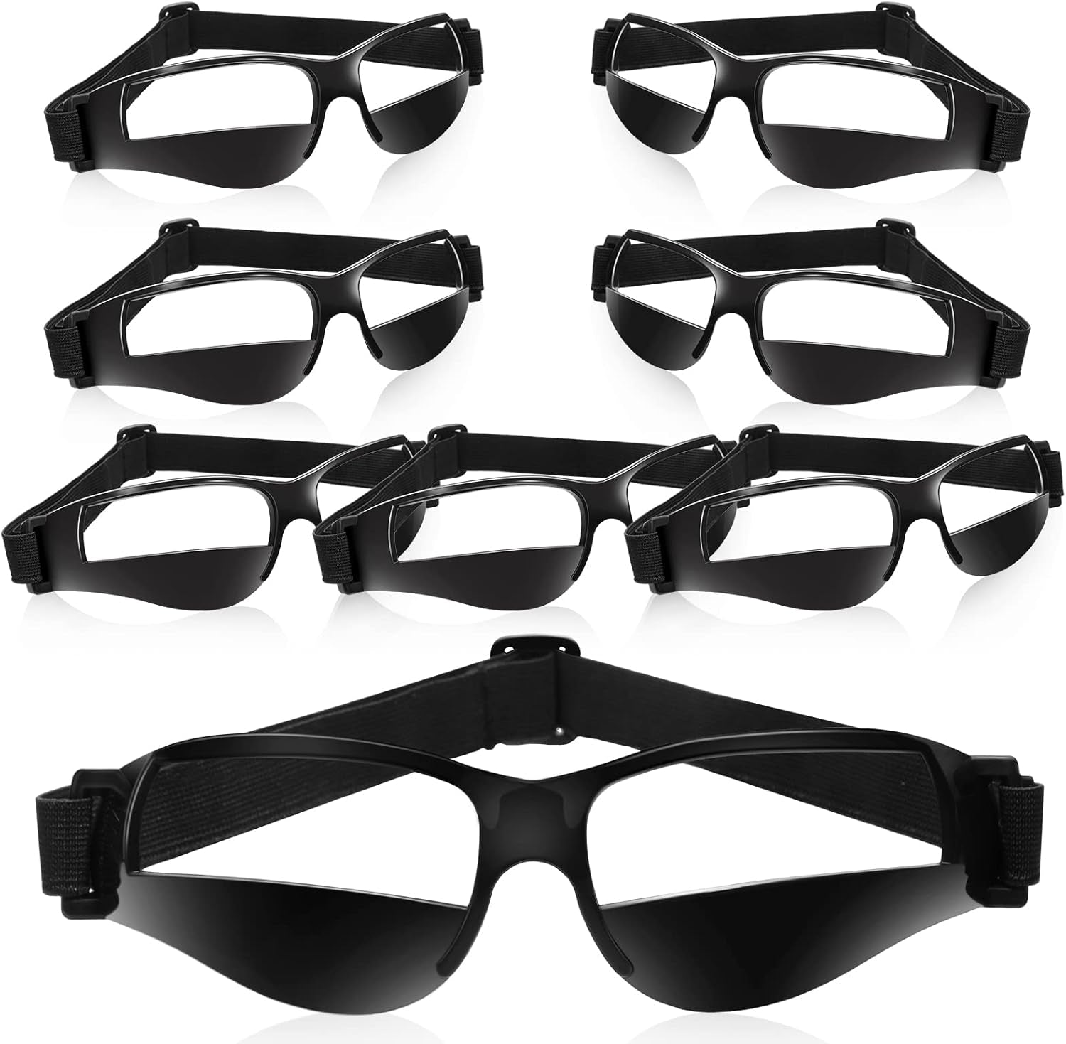 8 Pack Basketball Dribbling Goggles Adjustable Sport Training Glasses Black Dribble Goggles for Basketball Training Equipment for Men