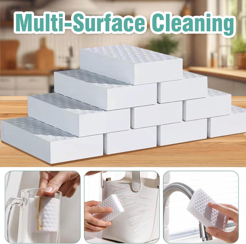 Magic Sponges Cleaning Eraser 10 Pack, 2X Compressed Melamine Sponge Cleaner, Melamine Foam All Purpose Cleaning Pads, Heavy Duty Stain Remover for Home Kitchen Bathroom Sneaker Car