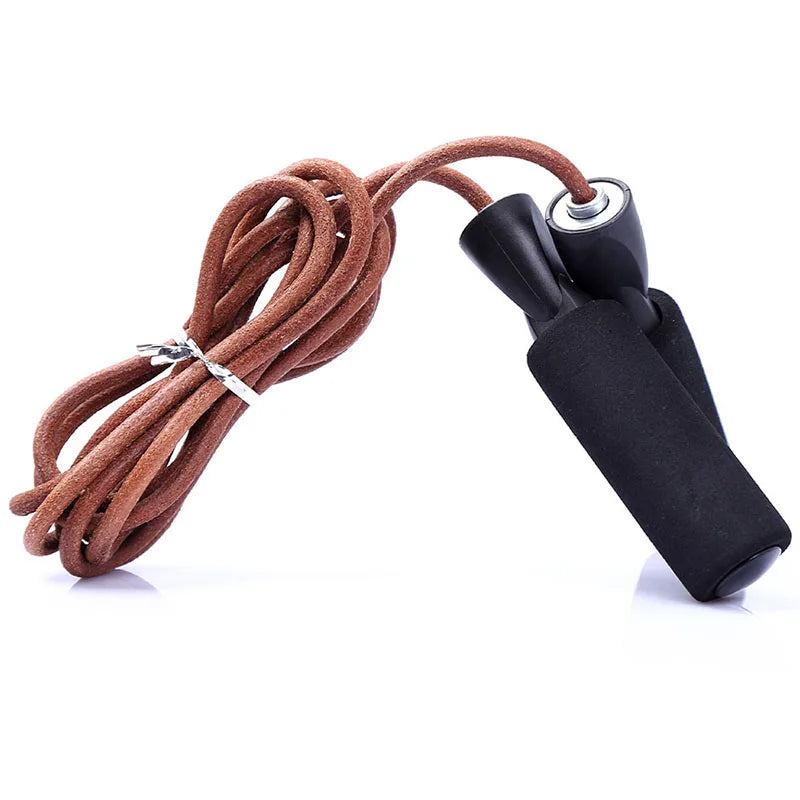Leather Jump Rope Women and Men Skipping Skip Ropes Adjustable Length Workout Speed Aerobic Exercise Training Fitness