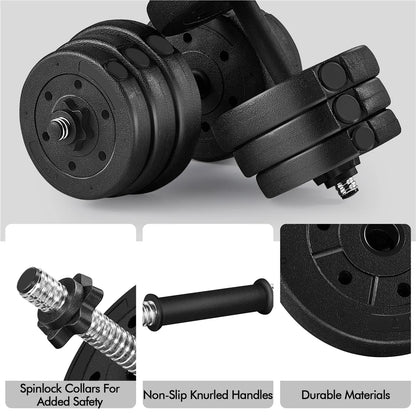 55Lb Adjustable Dumbbell Set for Home Gym, Black