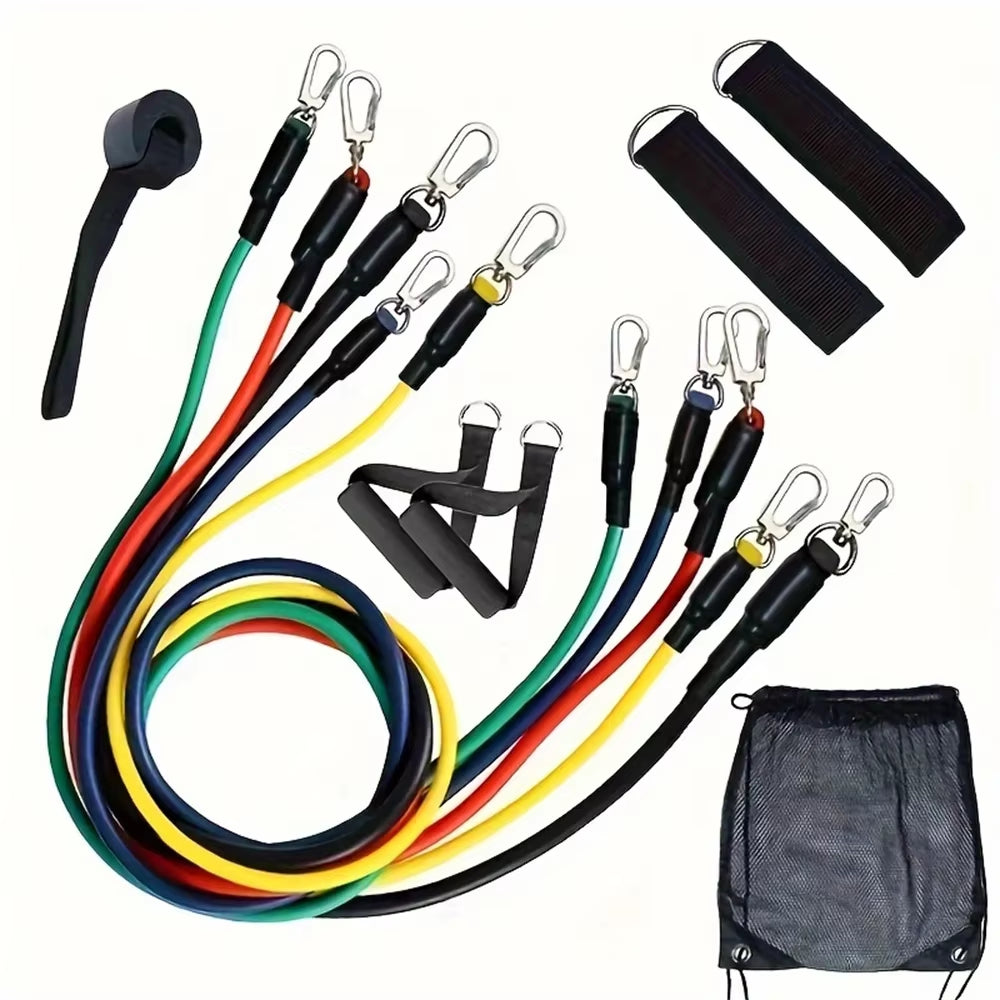 11Pcs/Set Pull Rope, Resistance Bands, Portable Fitness Equipment, Ankle Strap, Chest Expander, Elastic Exercise Band