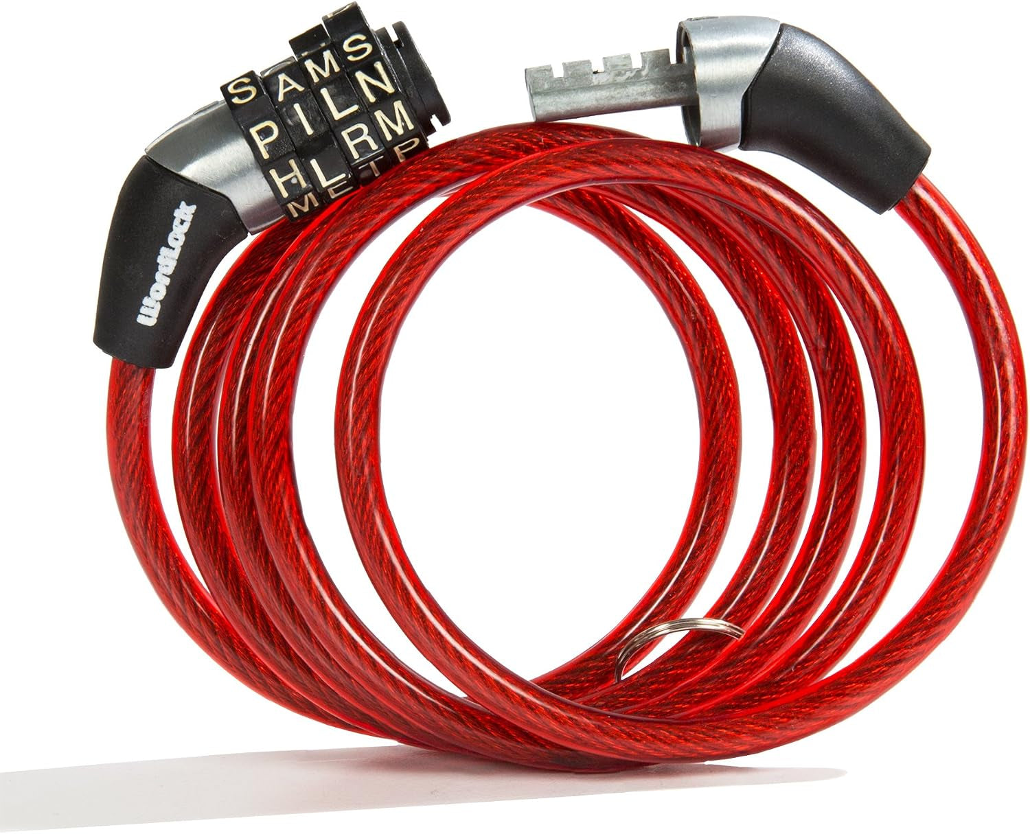 CL-455-RD Non-Resettable Combination Cable Lock, 4-Feet, Red