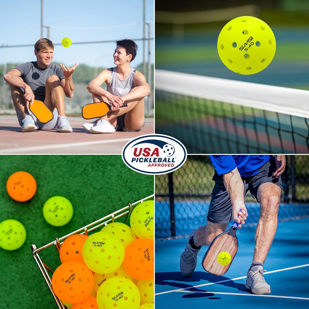 S-40 Outdoor Pickleball Balls - 40 Holes, Approved by the USAPA - Durable PE Material, Seamless Construction, Tournament Grade, 3/12/40/100 Pack - Pickleballs