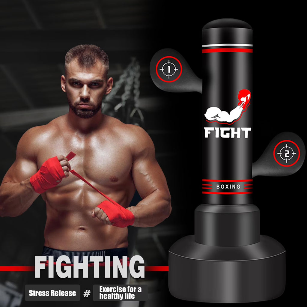 Heavy Punching Bag for Adults Teens, Heavy Bags for Boxing Freestanding with Gloves, Pump and Jump Rope, Boxing Reflex Ball for Men Training Equipment MMA Fitness Home Gym