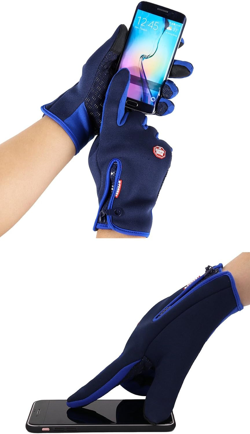 Winter Gloves Touch Screen Warm Gloves Cold Weather Windproof Cycling Driving Riding Bike Telefingers Thermal Gloves Non-Slip Silicone Gel Adjustable Full Finger Mittens