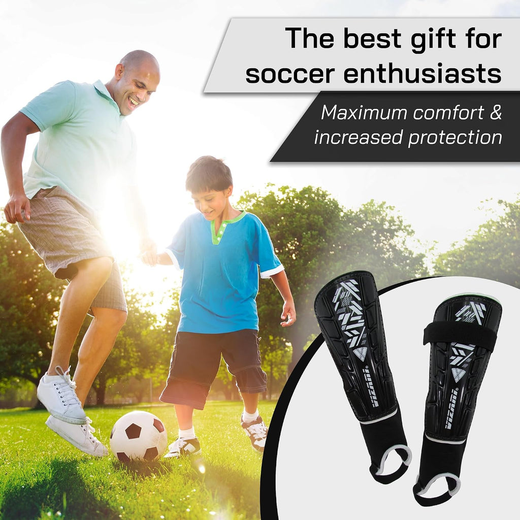 Malaga Soccer Shin Guards for Kids | Soccer Gear for Boys Girls | Protective Soccer Equipment | Adjustable Straps