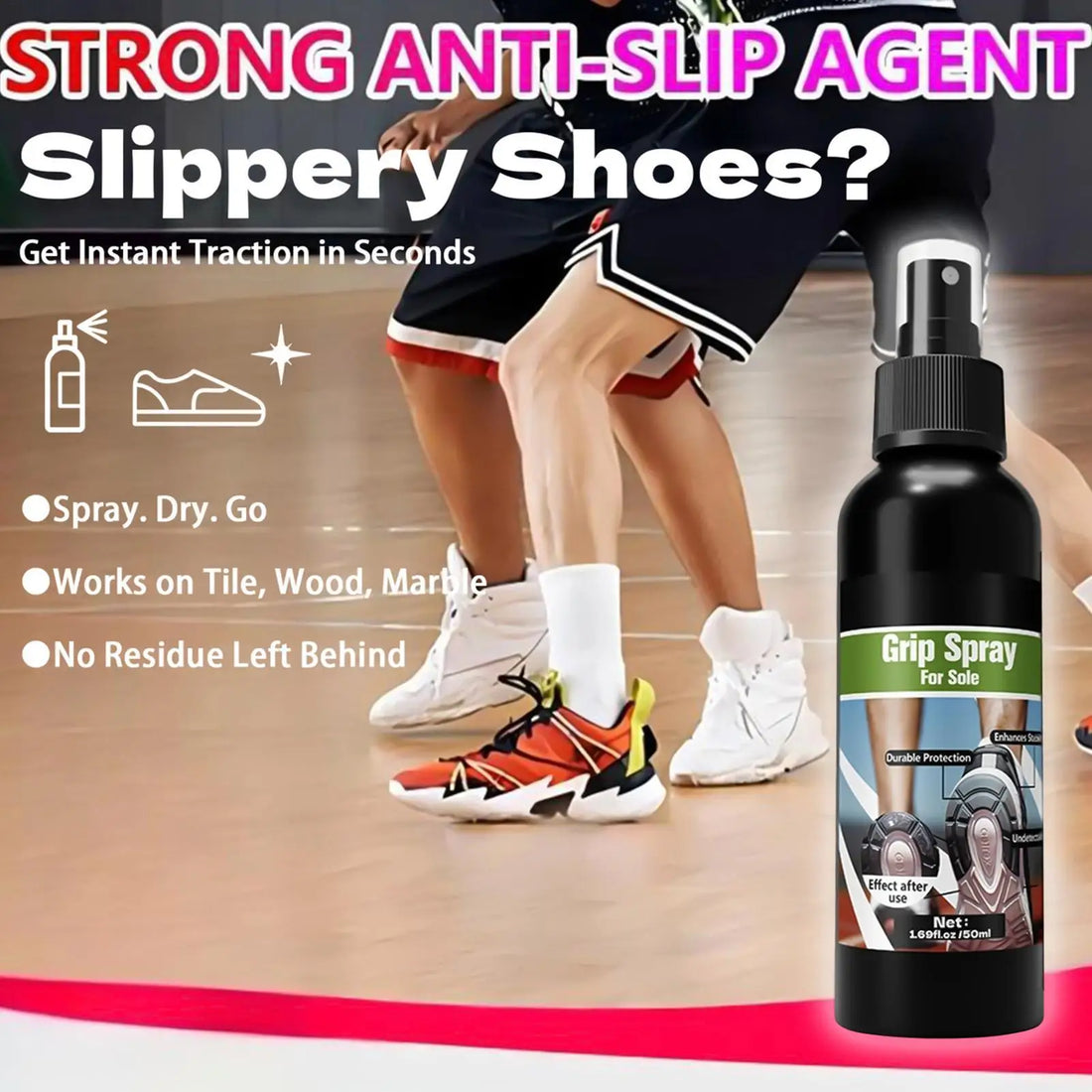50Ml Grip Spray Non-Slip Grip Spritz Weatherproof Adhesive Protection Long Lasting Traction Spray for Shoes Gloves Football