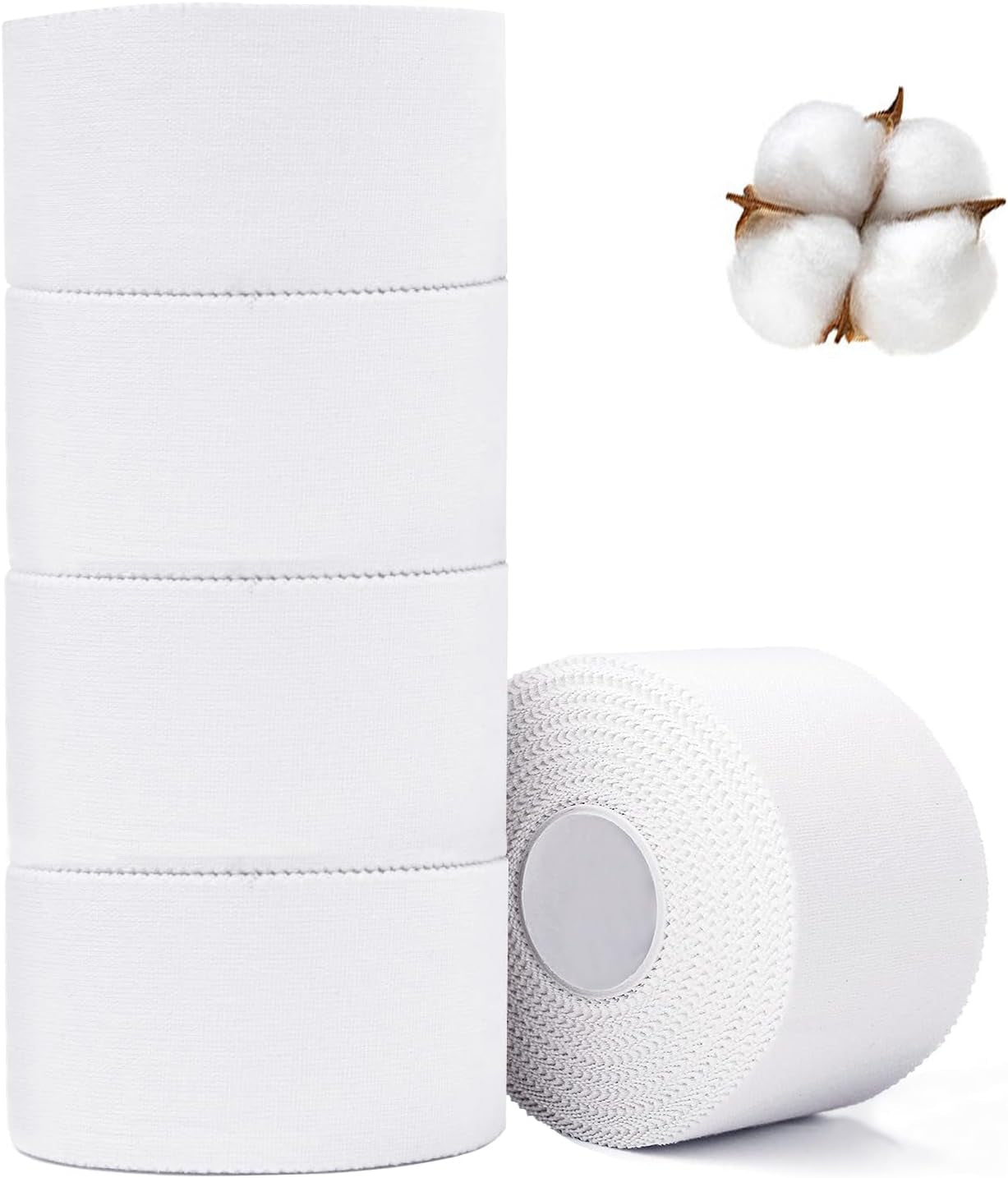 Athletic Tape,5 Pack White Sports Tape | Very Strong No Sticky Residue Wrist Ankle Tape for Gymnastics Boxing Lacrosse Climbing Hockey Bat