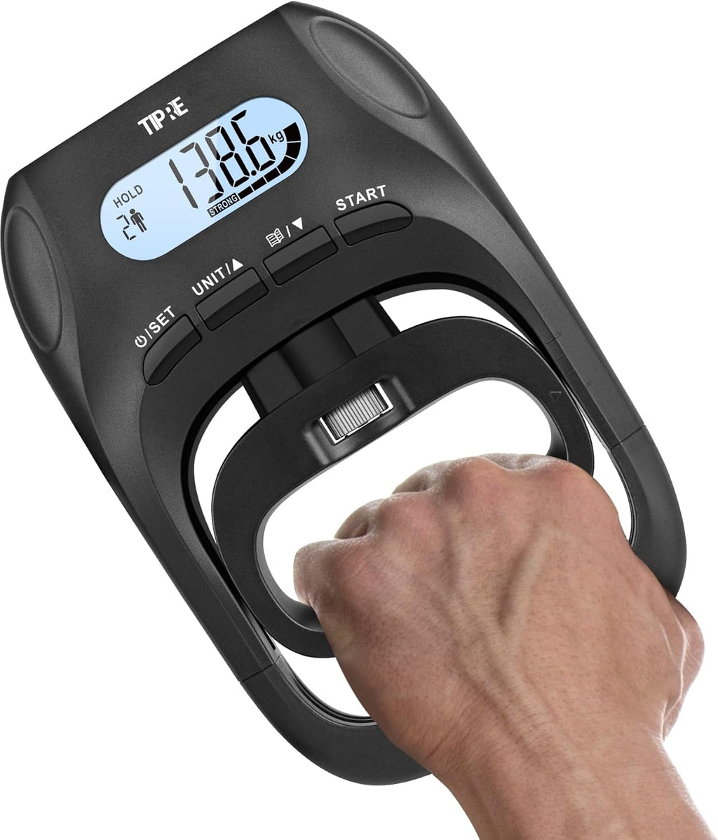 396Lbs/180Kg Grip Strength Tester, Hand Grip Dynamometer, Digital Grip Strength Tester with LCD Display, Adjustable Hand Grip Training Gauge, Hand Grip Testing for Sports Home School Use