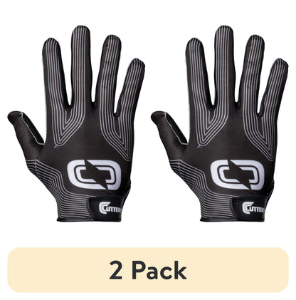 (2 Pack)  | Epic Football Receiver Gloves with Silicone Grip | Youth | Small/Medium | Black
