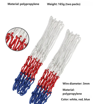 1-3X Standard Basketball Net Durable Polypropylene Fiber Outdoor Sports Basketball Tri-Color Basketball Net Mesh Replacement