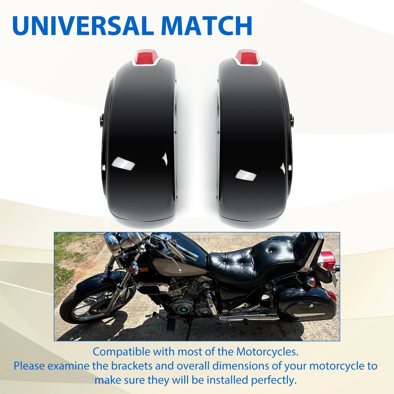 Universal Motorcycle Saddle Bags W/ Lights &amp; Locks Fit Motorcycle Crusier Honda Yamaha Harley Suzuki Kawasaki