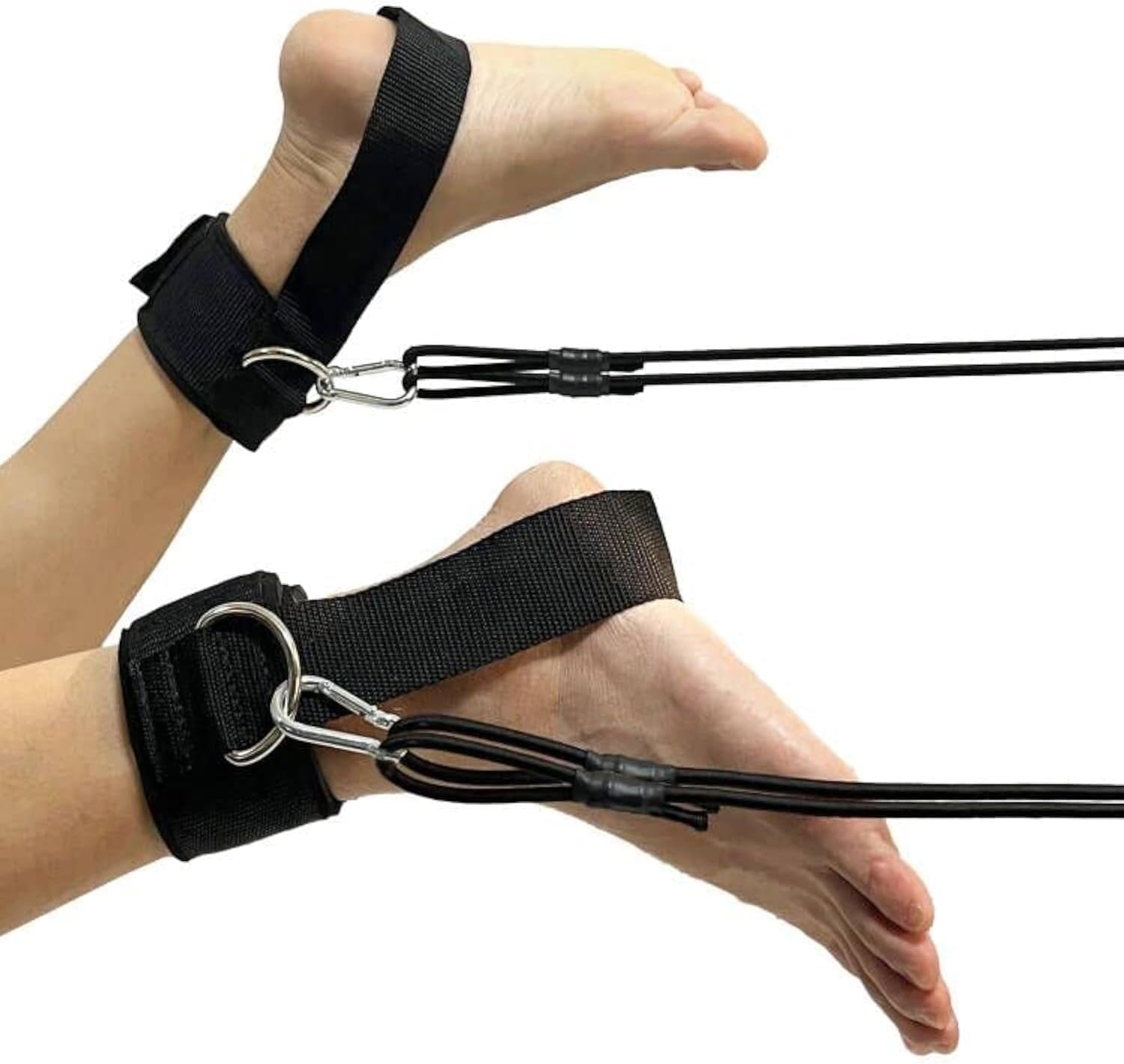 Swim Ankle Straps, Tether, Bungees Belt - Stationary Swimmer Training Leash for Smaller Pools - with 4 Bungee Rope, Metal Buckle