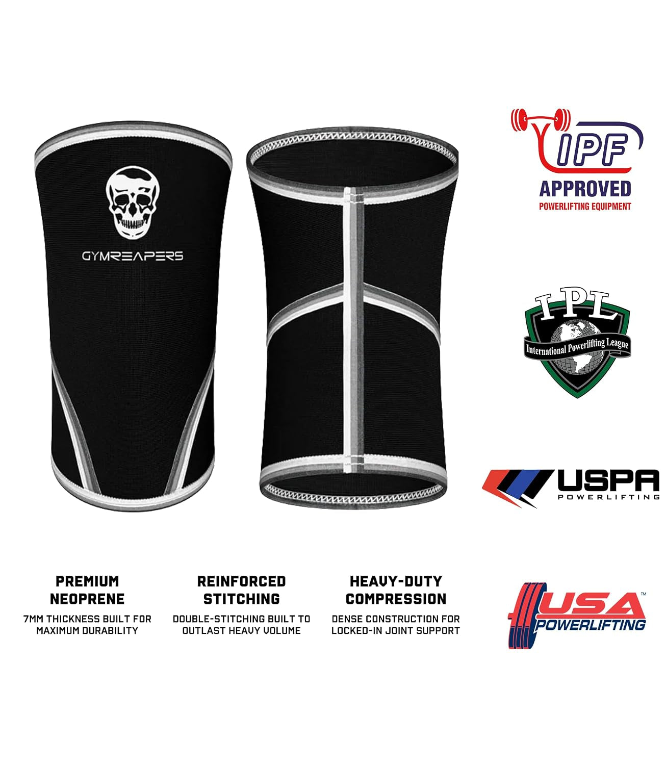Knee Sleeves (1 Pair) Free Gym Bag - Knee Sleeve & Compression Brace for Squats, Fitness, Weightlifting, and Powerlifting 7MM Sleeve Pair - for Men & Women - 1 Year Warranty (Medium)