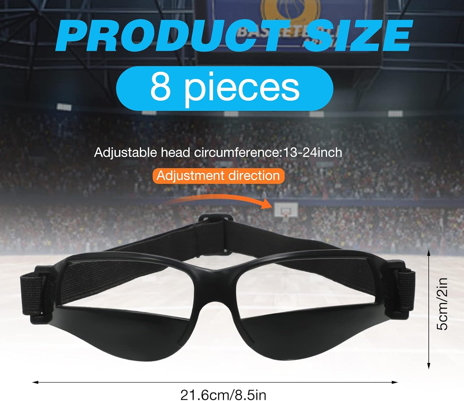 8 Pack Basketball Dribbling Goggles Adjustable Sport Training Glasses Black Dribble Goggles for Basketball Training Equipment for Men