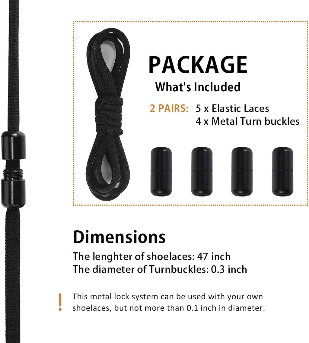 Elastic No Tie Shoe Laces for Adults,Kids,Elderly,System with Elastic Shoe Laces(2 Pairs)