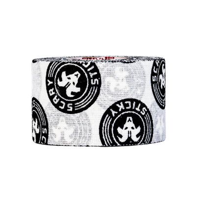 Scary Sticky Premium Athletic Tape, Ultra-Sticky Thumb, Finger &amp; Wrist Tape for Weightlifting, Hook Grip &amp; Cross Workout, Cotton, Latex-Free, 10 Yards, White &amp; Black, 1 Roll