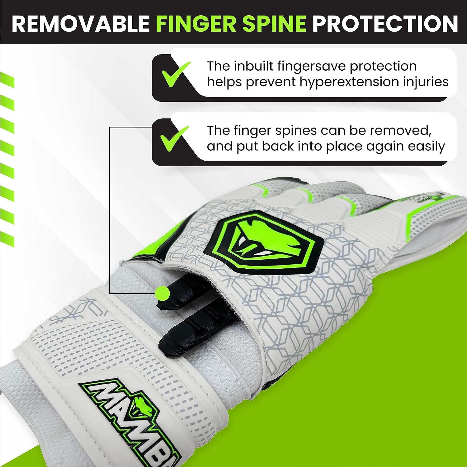 Reflex Goalkeeper Gloves | Youth/Adult | Quality Latex Palm & Back Hand | Removable Finger Spine Protection & Double Length Latex Wristband | Standout Design
