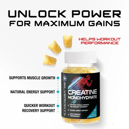 Creatine Gummies - 1G (1000Mg) per Gummy Creatine Monohydrate - Best Micronized, Sugar Free Creatine Chewable for Men &amp; Women - Supports Lean Muscle, Strength, Energy &amp; Endurance - 60 Lemon Gummies