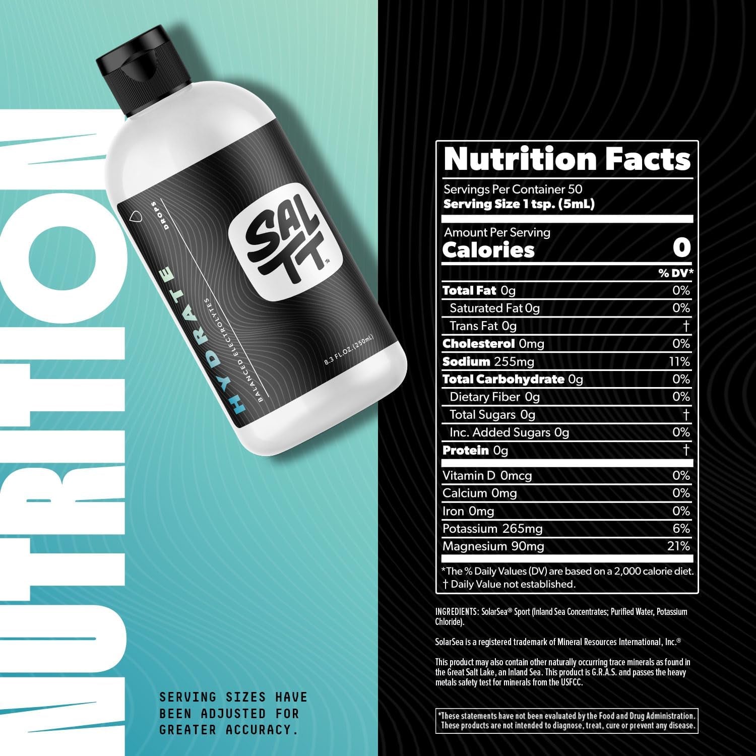 SALTT Hydrate Electrolyte Drops, Unflavored, Refill Size, 8.3 Oz | Hydration Supplement with Sodium, Potassium & Magnesium, Sugar Free Liquid Electrolytes for Water, Keto Friendly