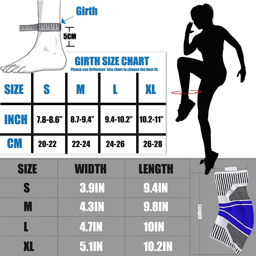 Ankle Compression Sleeve Support Brace for Women & Men Plantar Fasciitis Achilles Tendonitis Joint Heel Pain Relief (Blue/M)
